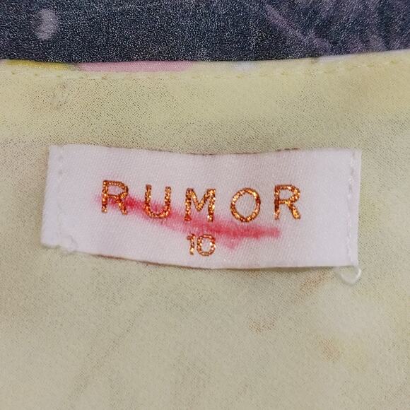 Rumor A-Line Mini Skirt High Waist Floral Print Yellow Multicolor Womens Size 10 - Picture 7 of 10